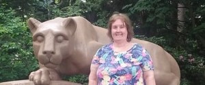 Photo of Helen Adler at the Nittany Lion Shrine